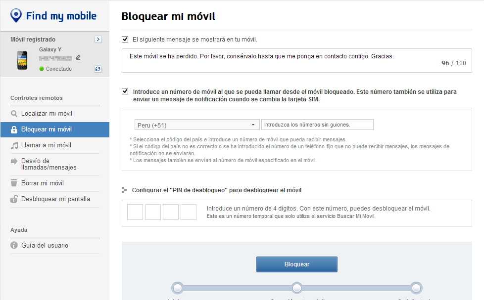 Find my mobile Bloquear